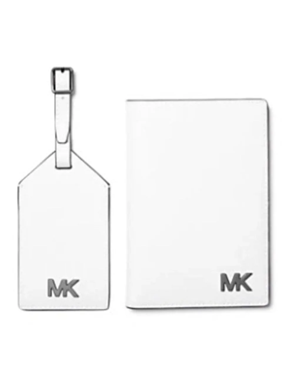 New Michael Kors Cooper Leather Passport Case and Luggage Tag Gift Set White